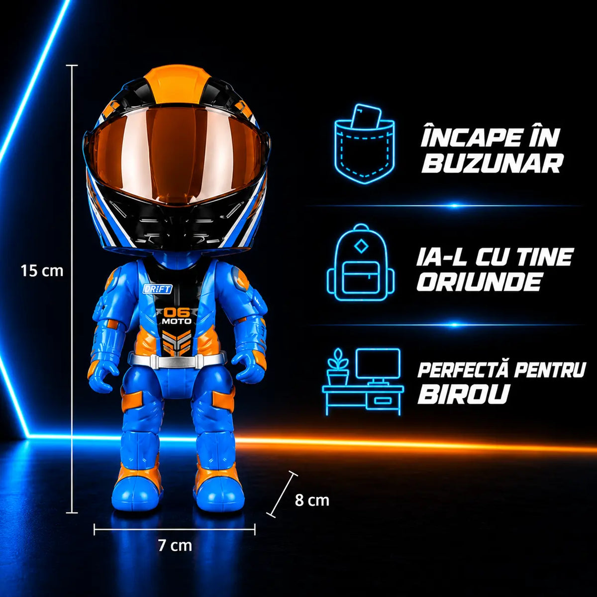 Pocket Rider – Figurină Pilot Moto Transformabilă 2 în 1