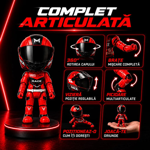 Pocket Rider – Figurină Pilot Moto Transformabilă 2 în 1